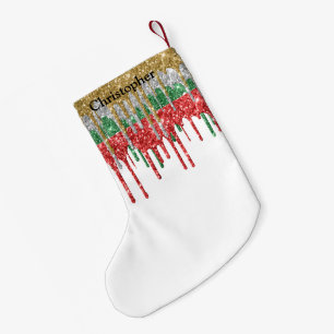 Monogram Gold Silver Red Green Glitter Drivers Kleine Kerstsok