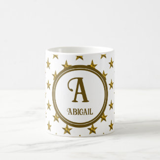 Monogram Gold Star Pattern Persoonlijk Initiaal Koffiemok