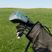 Monogram Gold Stars op Blauwgroen           Golfheadcover (Insitu)