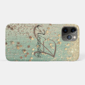 Monogram Gold Stars op Zee Green          Case-Mate iPhone Case (Achterkant (horizontaal))