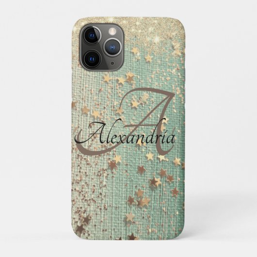 Monogram Gold Stars op Zee Green          Case-Mate iPhone Case (Achterkant)