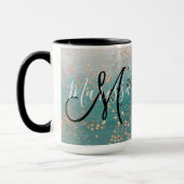 Monogram Gold Stars over Blauwgroen koffie-Mok Mok (Links)