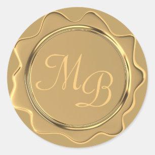 Monogram Gold Wax Envelope Seal Weddenkers Ronde Sticker