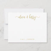 Monogram Gold White Wedding Note Kaart Notitiekaartje (Voorkant)