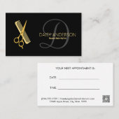 monogram GOLD Witte Haarstylist benoeming Visitekaartje (Voorkant / Achterkant)