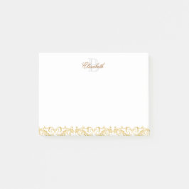 Monogram Golden Damask Post-it® Notes