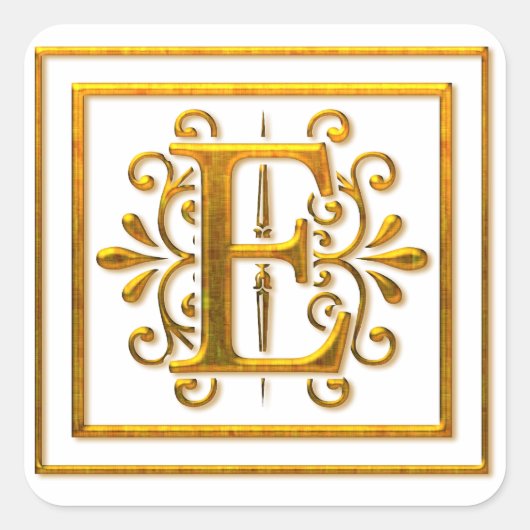 Monogram Golden E Elegante Stickers (Voorkant)
