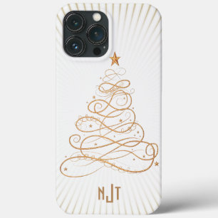 Monogram Golden Filigree kerstboom iPhone 13 Pro Max Hoesje