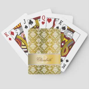Monogram Golden/Gele Damask Speelkaarten