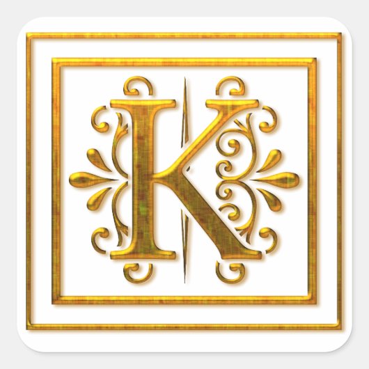 Monogram Golden K Elegante Stickers (Voorkant)