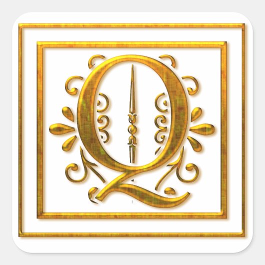 Monogram Golden Q Elegant Stickers (Voorkant)