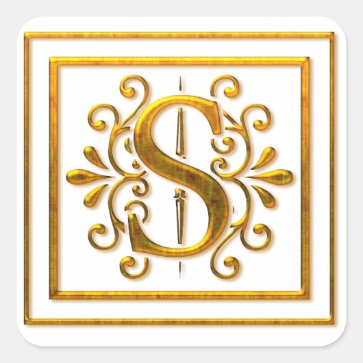 Monogram Golden S Elegante Stickers (Voorkant)
