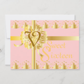 Monogram Golden Tiaras Gift Sweet Sixteen-Cust. Kaart