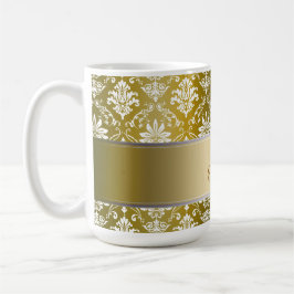 Monogram Golden Yellow en White Damask Mok