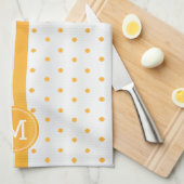 Monogram Golden Yellow en White Polka Dot Theedoek (Quarter Fold)