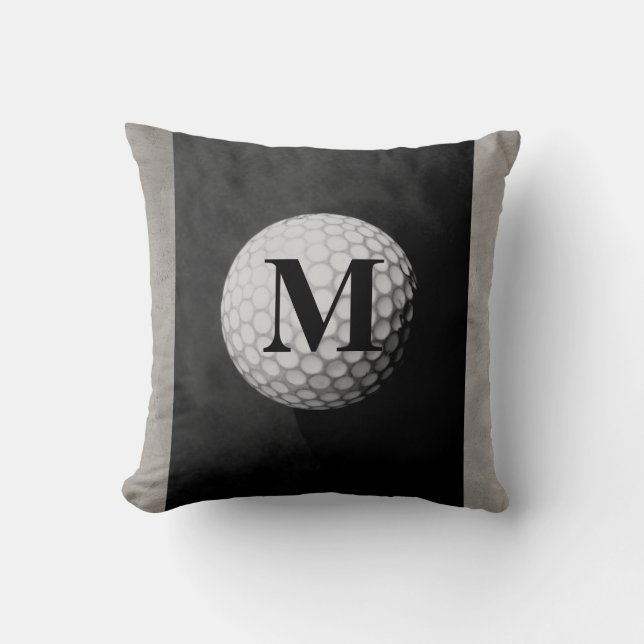 Monogram Golf Ball Kussen Design Distressed Grey (Voorkant)