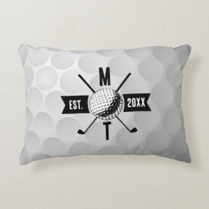 Monogram Golf Ball Texture & Club Initiaal Accent Kussen