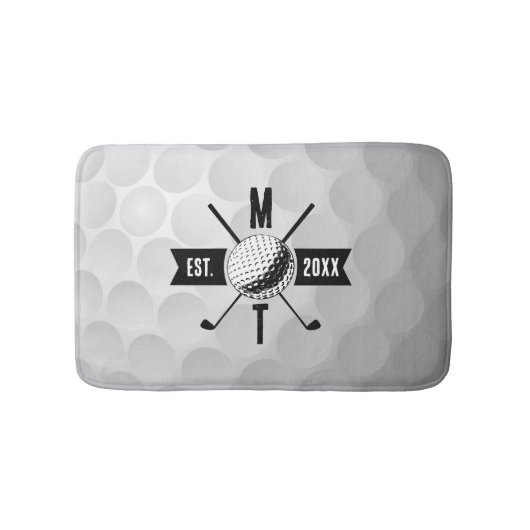 Monogram Golf Ball Texture & Club Initiaal Badmat (Voorkant)