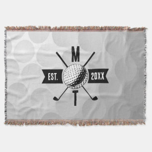 Monogram Golf Ball Texture & Club Initiaal Deken