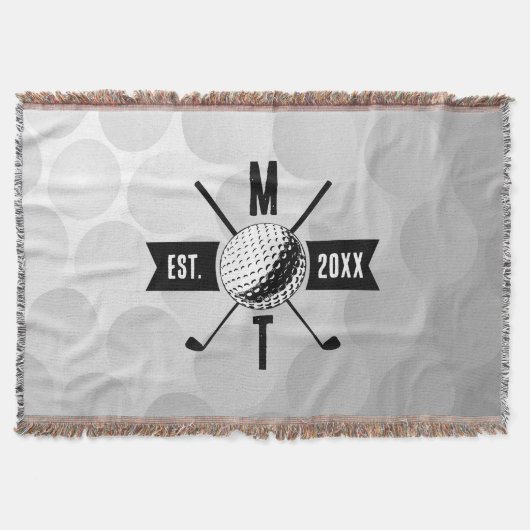 Monogram Golf Ball Texture & Club Initiaal Deken (Voorkant)