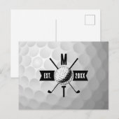 Monogram Golf Ball Texture & Club Initiaal Feestdagenkaart (Voorkant / Achterkant)