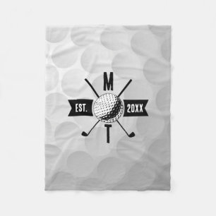 Monogram Golf Ball Texture & Club Initiaal Fleece Deken
