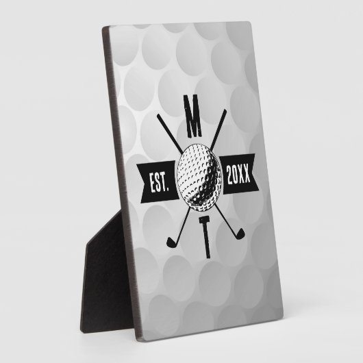 Monogram Golf Ball Texture & Club Initiaal Fotoplaat (Zijkant)