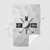 Monogram Golf Ball Texture & Club Initiaal Golfhanddoek (Insitu)