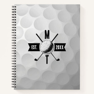 Monogram Golf Ball Texture & Club Initiaal Notitieboek