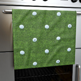 Monogram Golfbal Groen Golfer Keukendoek Theedoek