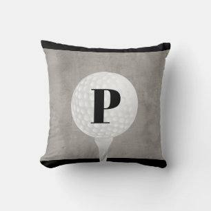 monogram golfbalkdesign met grijze onderdrukking kussen
