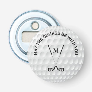 Monogram golfen gekruiste clubs aangepaste tekst button flesopener