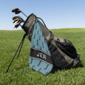 Monogram Golfer Initialen Black Pattern Turquoise Golfhanddoek (Groen)