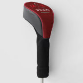 Monogram (golfer naam & initialen) donkerrood golfheadcover (Schuin)