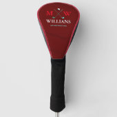 Monogram (golfer naam & initialen) donkerrood golfheadcover (Voorkant)