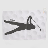 Monogram. Golfer Silhouette op Golf Ball Texture. Golfhanddoek (Horizontaal)