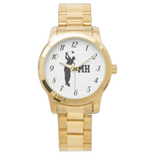 Monogram Golfer Zwart Golf Elegant Papa Horloge