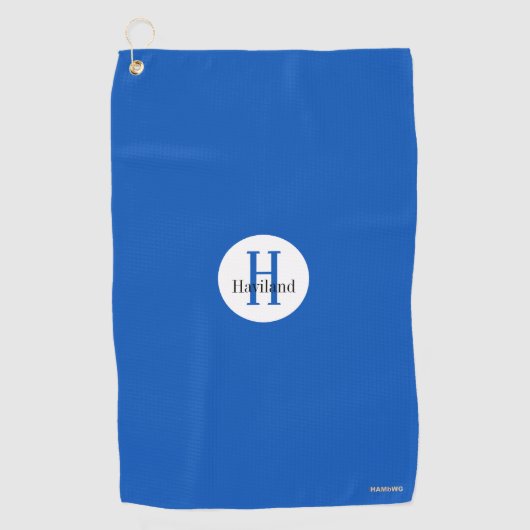 Monogram Golfhanddoek met naam en Initiaal (Voorkant)