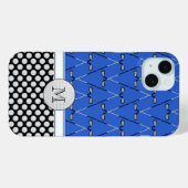 Monogram golfpatronen blauw zwart Case-Mate iPhone case (Achterkant (horizontaal))