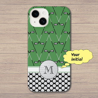 Monogram golfpatronen groen iPhone 14 hoesje