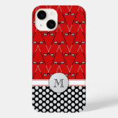 Monogram golfpatronen rood zwart Case-Mate iPhone case (Achterkant)