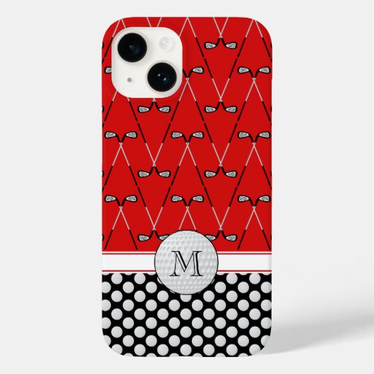 Monogram golfpatronen rood zwart Case-Mate iPhone case (Achterkant)