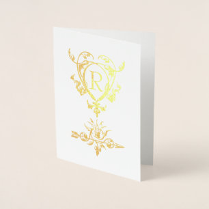 Monogram Gothic Heart en Arrow Motif Folie Kaarten