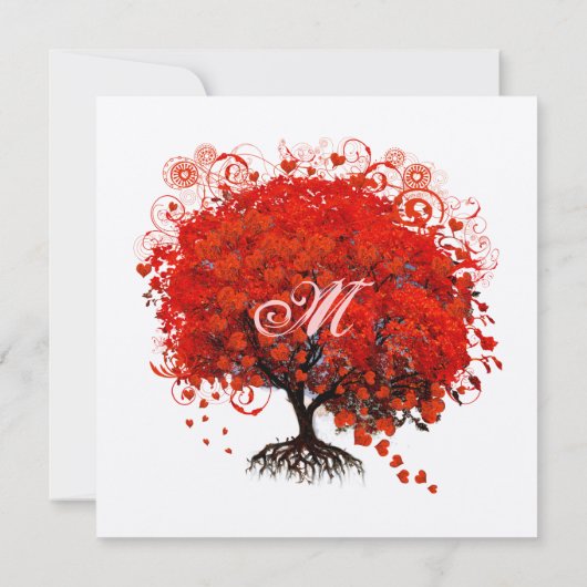 Monogram Gothic Love Tree Huwelijksuitnodiging Kaart (Achterkant)