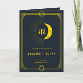 Monogram Gothic opvouwbare bruiloft programmakaart Programma (Voorkant)