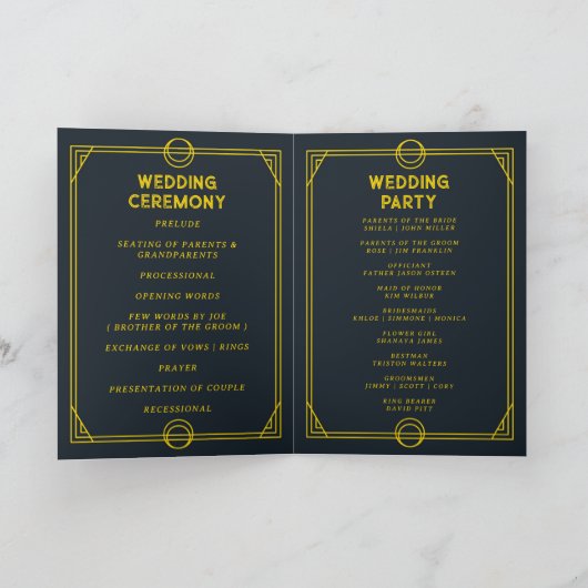 Monogram Gothic opvouwbare bruiloft programmakaart Programma (Binnen)