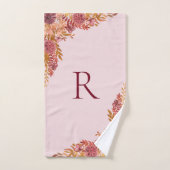 Monogram Goud Bourgogne Herfst Bloemen Bad Handdoek (Handdoek)