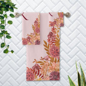 Monogram Goud Bourgogne Herfst Bloemen Bad Handdoek