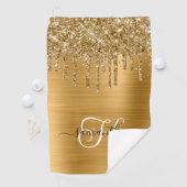 Monogram Goud Dripping Glitter Golfhanddoek (Insitu)
