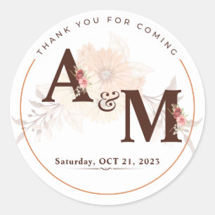 Monogram Goud Elegant Bruiloft Sticker